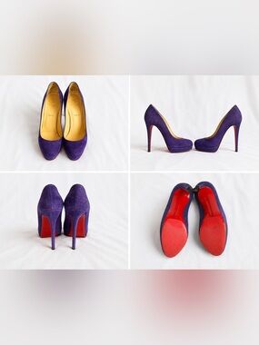 Authentic Vintage Louboutin Purple Suede High Heel Pumps
